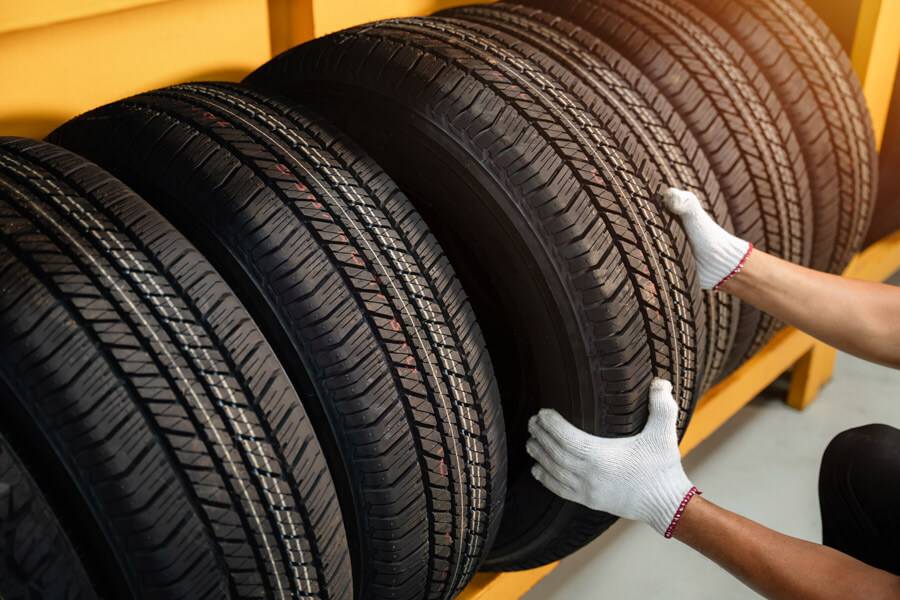 tyres being taken off rack