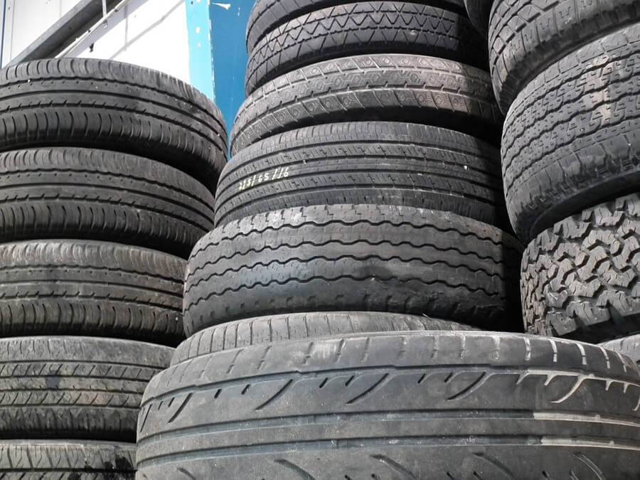 tyres stacked up