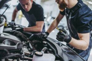 mechanic working on engine